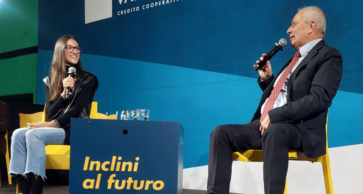 Nadia Battocletti intervistata dal giornalista Franco Bragagna